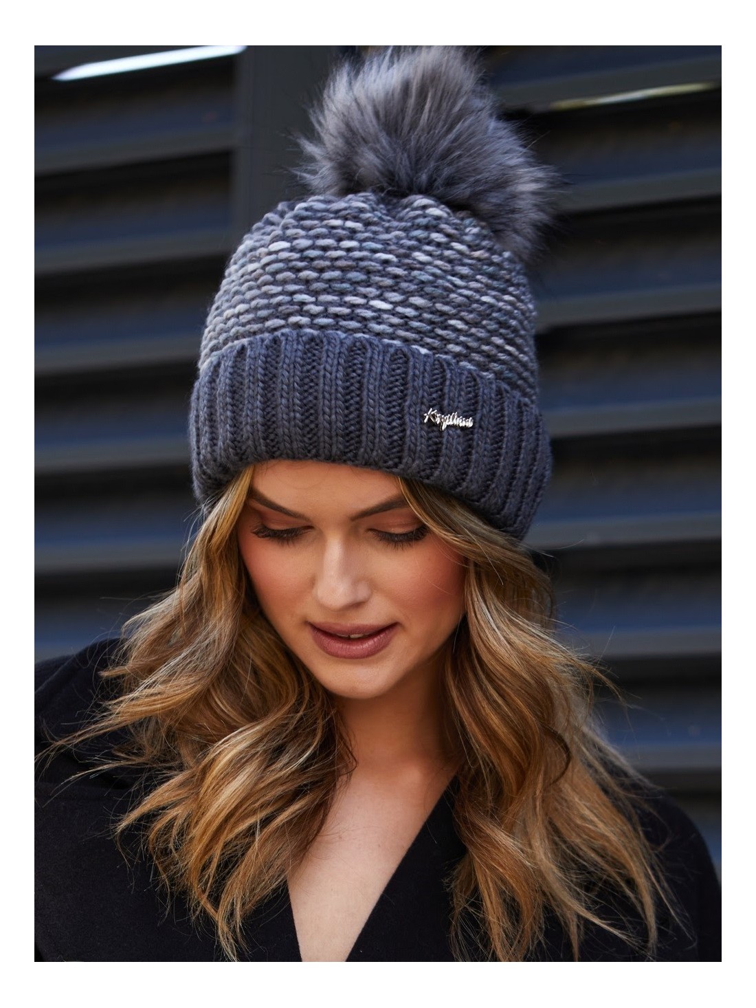 Dark gray winter hat with ribbing C11 - Online store - Boutique